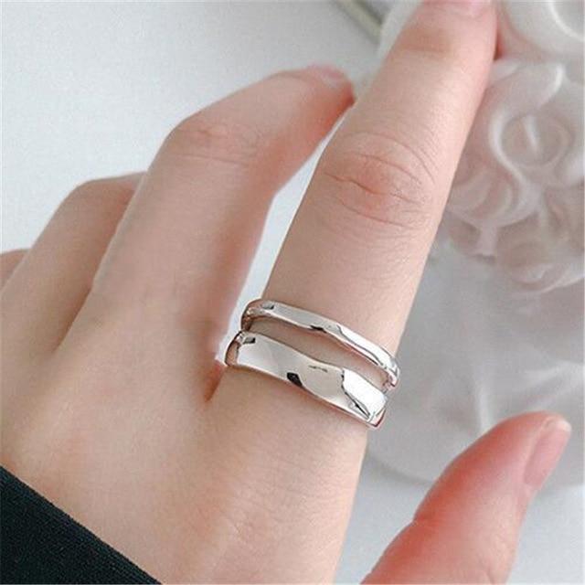 Elegant Double-layered Ring-Rings-Arimonz-Silver-Arimonz