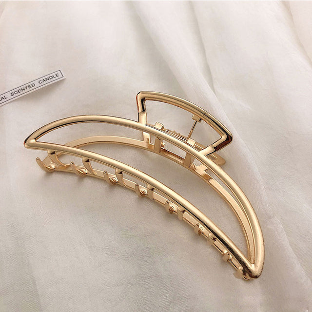 Elegant Gold Silver Hollow Geometric Metal Claw Vintage Hair Clip-Hair Accessories-Arimonz-17-Arimonz
