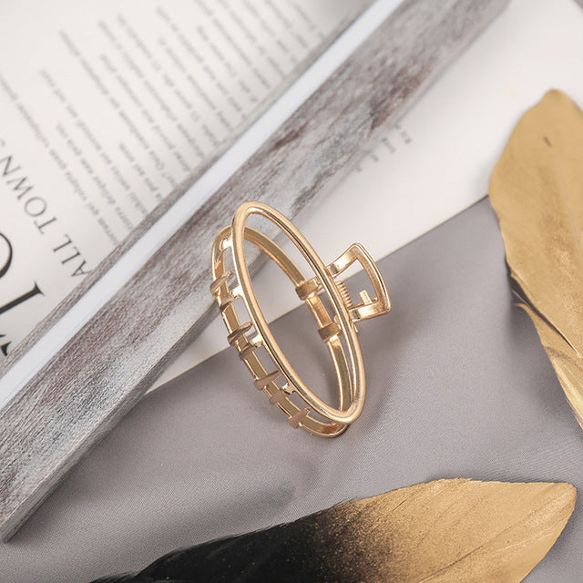 Elegant Gold Silver Hollow Geometric Metal Claw Vintage Hair Clip-Hair Accessories-Arimonz-22-Arimonz