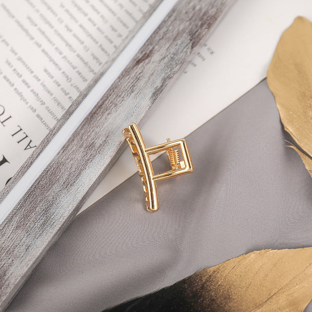 Elegant Gold Silver Hollow Geometric Metal Claw Vintage Hair Clip-Hair Accessories-Arimonz-23-Arimonz