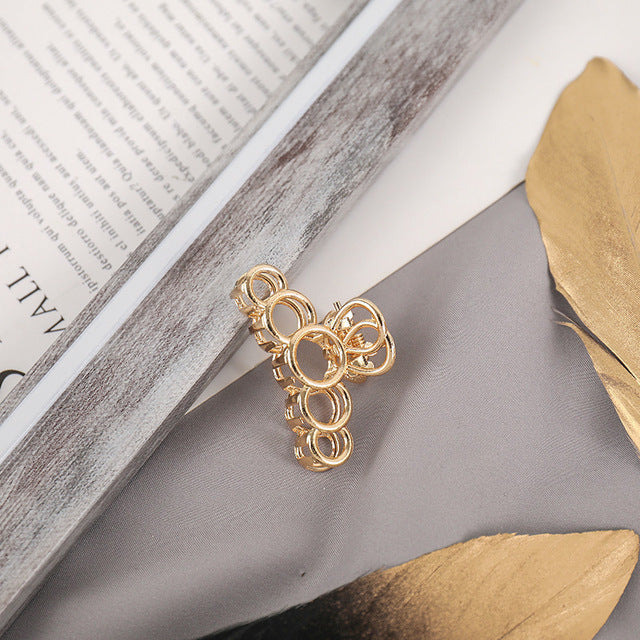 Elegant Gold Silver Hollow Geometric Metal Claw Vintage Hair Clip-Hair Accessories-Arimonz-24-Arimonz