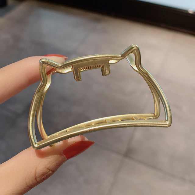 Elegant Gold Silver Hollow Geometric Metal Claw Vintage Hair Clip-Hair Accessories-Arimonz-34-Arimonz
