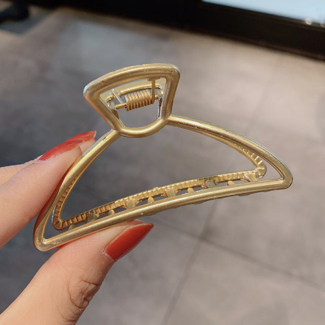 Elegant Gold Silver Hollow Geometric Metal Claw Vintage Hair Clip-Hair Accessories-Arimonz-35-Arimonz