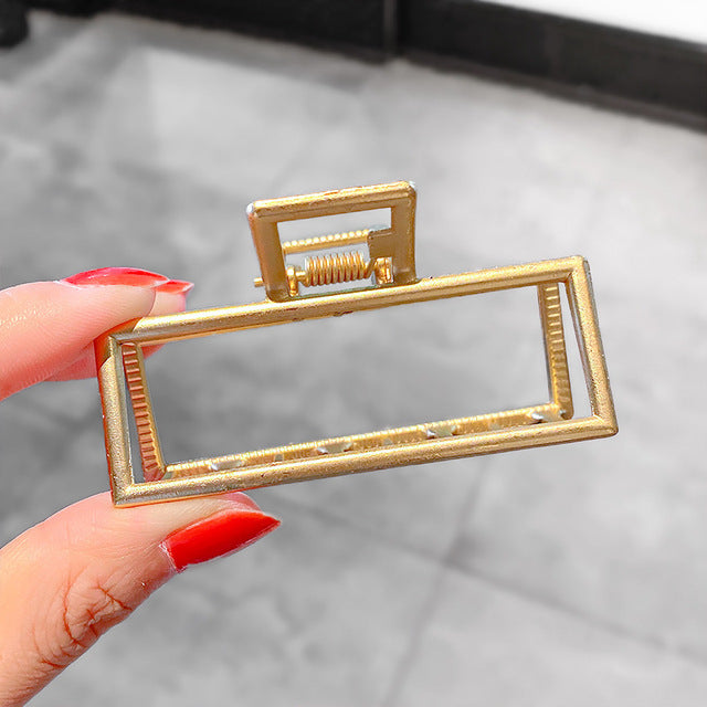Elegant Gold Silver Hollow Geometric Metal Claw Vintage Hair Clip-Hair Accessories-Arimonz-38-Arimonz