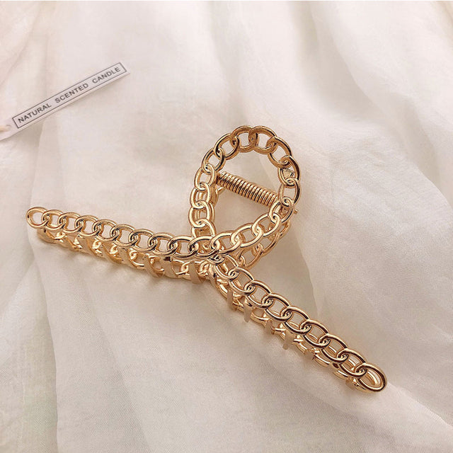 Elegant Gold Silver Hollow Geometric Metal Claw Vintage Hair Clip-Hair Accessories-Arimonz-9-Arimonz