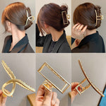 Elegant Gold Silver Hollow Geometric Metal Claw Vintage Hair Clip-Hair Accessories-Arimonz-Arimonz