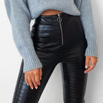 Elegant High Waist Faux Leather Pant-Pants-Arimonz-Arimonz