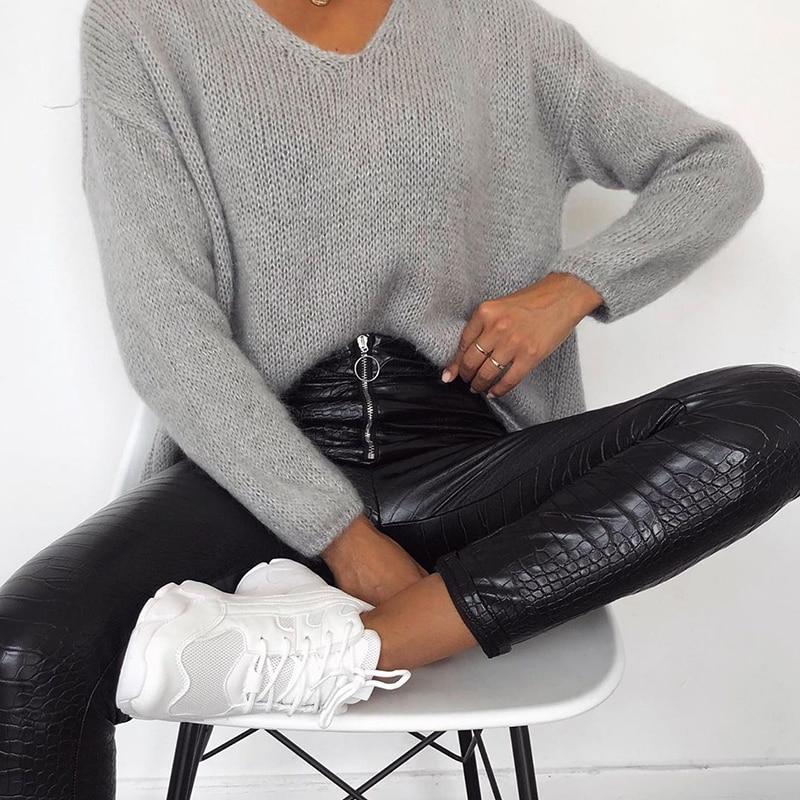 Elegant High Waist Faux Leather Pant-Pants-Arimonz-Arimonz