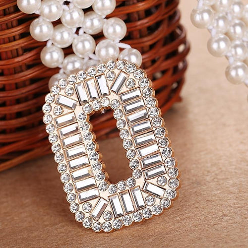 Elegant Metal Pearl Elastic Belt Buckle Chain For Women-Belts-Arimonz-Arimonz