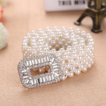 Elegant Metal Pearl Elastic Belt Buckle Chain For Women-Belts-Arimonz-Arimonz