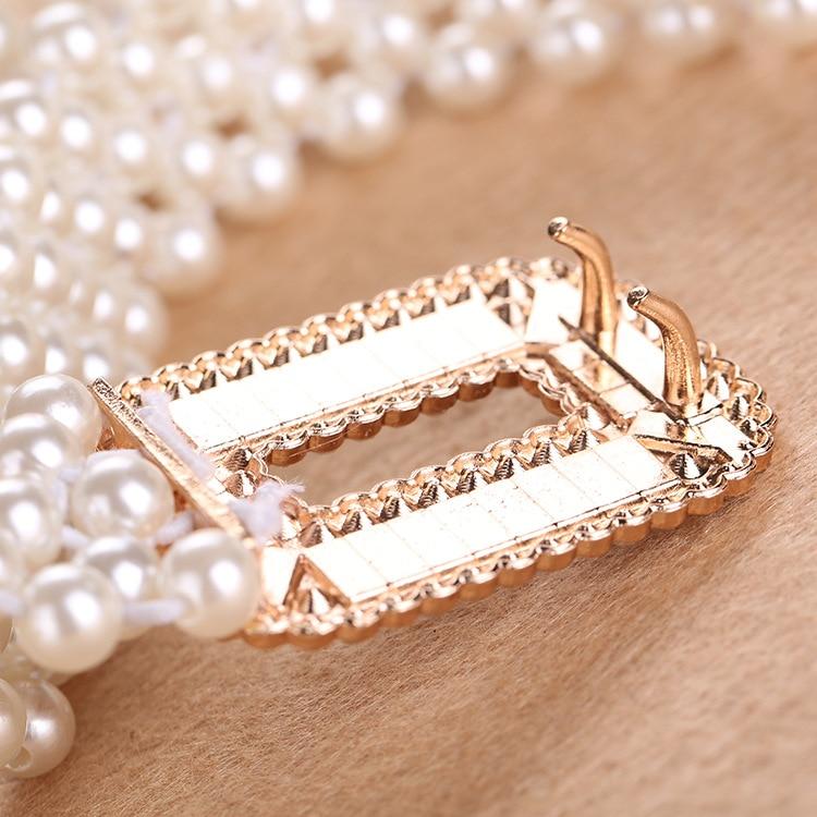 Elegant Metal Pearl Elastic Belt Buckle Chain For Women-Belts-Arimonz-Arimonz