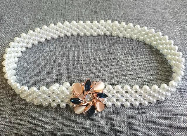 Elegant Metal Pearl Elastic Belt Buckle Chain For Women-Belts-Arimonz-C-Arimonz