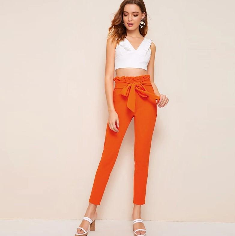 Elegant Paperbag Waist Belted Pants-Pants-Arimonz-Arimonz