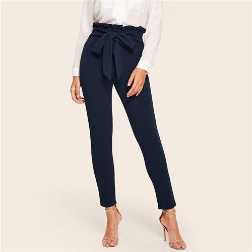 Elegant Paperbag Waist Belted Pants-Pants-Arimonz-Navy-XS-Arimonz