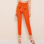 Elegant Paperbag Waist Belted Pants-Pants-Arimonz-Neon Orange-XS-Arimonz