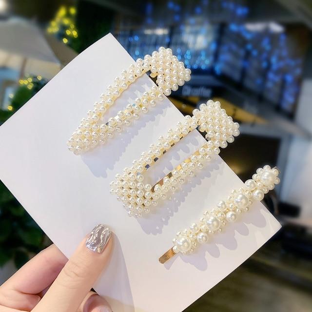 Elegant Pearls Hair Clips-Hair Accessories-Arimonz-3pcs 1-Arimonz