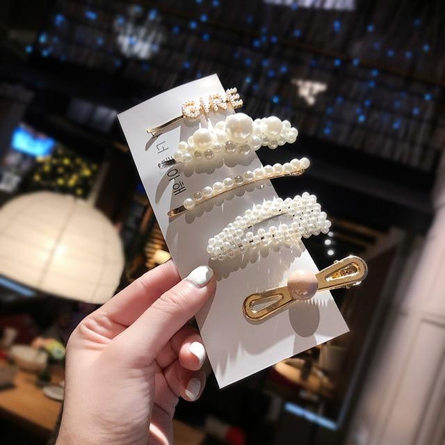 Elegant Pearls Hair Clips-Hair Accessories-Arimonz-5pcs 1-Arimonz