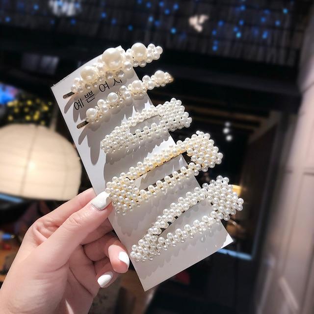 Elegant Pearls Hair Clips-Hair Accessories-Arimonz-5pcs 3-Arimonz