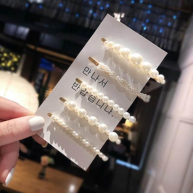 Elegant Pearls Hair Clips-Hair Accessories-Arimonz-5pcs 5-Arimonz