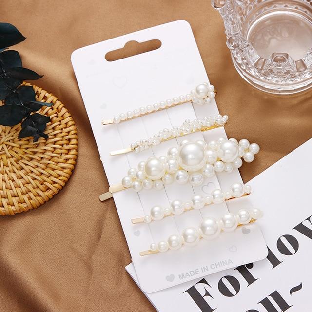 Elegant Pearls Hair Clips-Hair Accessories-Arimonz-5pcs 6-Arimonz