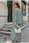Elegant Plaid Two-piece Women Blazer Suit Casual Suit Blazer Set Chic-Wear To Work Sets-Arimonz-Arimonz