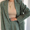 Elegant Plaid Two-piece Women Blazer Suit Casual Suit Blazer Set Chic-Wear To Work Sets-Arimonz-Arimonz