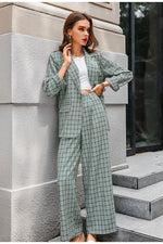Elegant Plaid Two-piece Women Blazer Suit Casual Suit Blazer Set Chic-Wear To Work Sets-Arimonz-Arimonz
