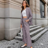 Elegant Plaid Two-piece Women Blazer Suit Casual Suit Blazer Set Chic-Wear To Work Sets-Arimonz-Arimonz
