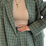 Elegant Plaid Two-pieces Women Blazer Suit Casual Female Blazer Set-Wear To Work Sets-Arimonz-Arimonz