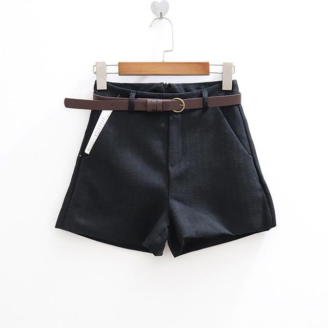 Elegant Shorts With Belt-Shorts-Arimonz-Black-S-Arimonz
