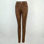 Elegant Stretch Leather Pants For Women-Pants-Arimonz-brown-S-Arimonz