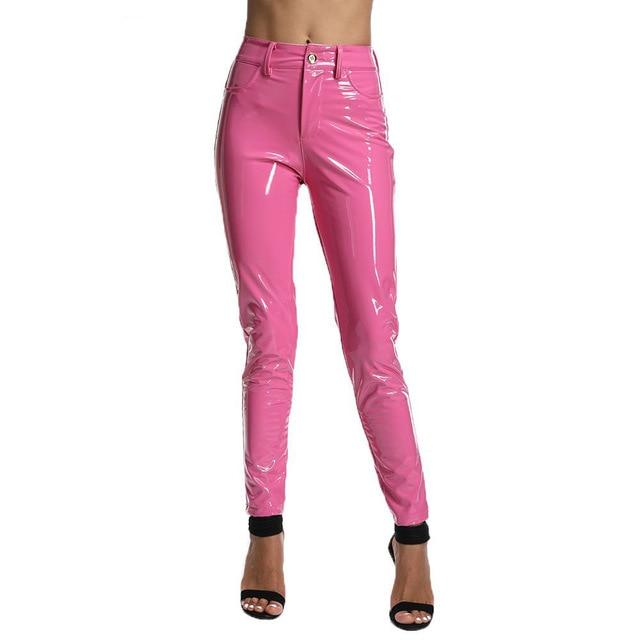 Elegant Stretch Leather Pants For Women-Pants-Arimonz-Pink-S-Arimonz
