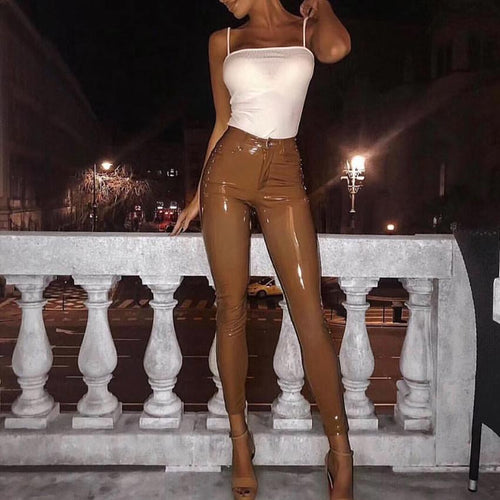 Elegant Stretch Leather Pants For Women-Pants-Arimonz-Arimonz