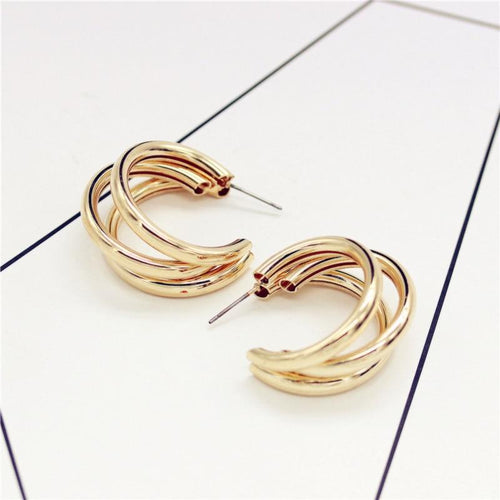 Elegant Three Hoops Earrings-Earrings-Arimonz-Arimonz