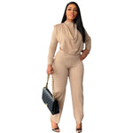 Elegant Two 2 Piece Sets Women Tracksuit Woman Office Outfits-Matching Sets-Arimonz-Khaki-S-Arimonz