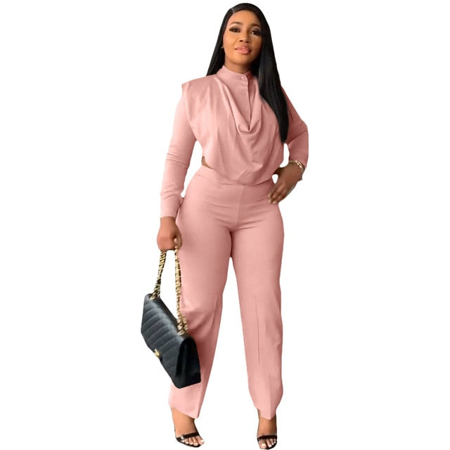 Elegant Two 2 Piece Sets Women Tracksuit Woman Office Outfits-Matching Sets-Arimonz-Pink-S-Arimonz