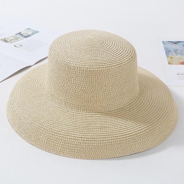 Elegant Wide Brim Straw Hat-Hats-Arimonz-Beige-Arimonz