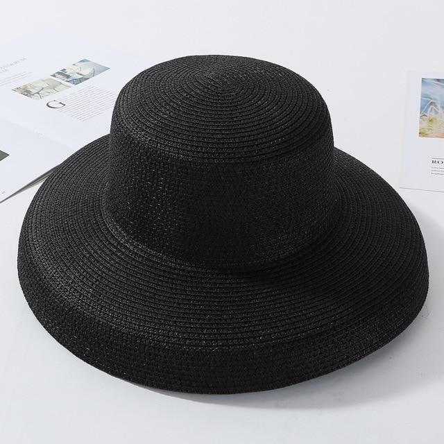 Elegant Wide Brim Straw Hat-Hats-Arimonz-Black-Arimonz