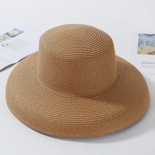Elegant Wide Brim Straw Hat-Hats-Arimonz-Coffee-Arimonz