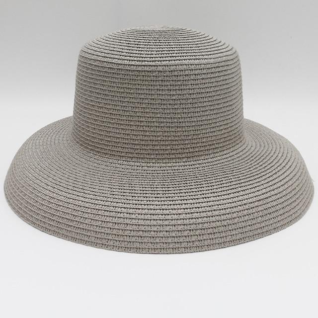 Elegant Wide Brim Straw Hat-Hats-Arimonz-Grey-Arimonz