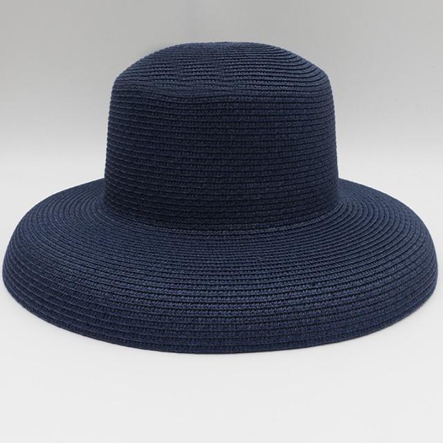 Elegant Wide Brim Straw Hat-Hats-Arimonz-Navy Blue-Arimonz