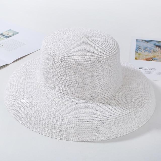 Elegant Wide Brim Straw Hat-Hats-Arimonz-White-Arimonz