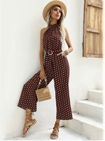 Elegant Women Jumpsuit Casual Polka Dot Print Wide-leg Long Romper-Night Out Jumpsuits & Rompers-Arimonz-Arimonz