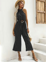 Elegant Women Jumpsuit Casual Polka Dot Print Wide-leg Long Romper-Night Out Jumpsuits & Rompers-Arimonz-Arimonz
