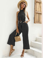Elegant Women Jumpsuit Casual Polka Dot Print Wide-leg Long Romper-Night Out Jumpsuits & Rompers-Arimonz-Black-S-Arimonz
