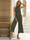 Elegant Women Jumpsuit Casual Polka Dot Print Wide-leg Long Romper-Night Out Jumpsuits & Rompers-Arimonz-Dark Green-S-Arimonz