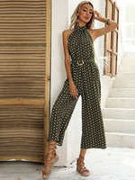 Elegant Women Jumpsuit Casual Polka Dot Print Wide-leg Long Romper-Night Out Jumpsuits & Rompers-Arimonz-Dark Green-S-Arimonz