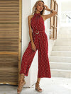 Elegant Women Jumpsuit Casual Polka Dot Print Wide-leg Long Romper-Night Out Jumpsuits & Rompers-Arimonz-Arimonz