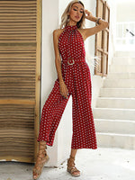 Elegant Women Jumpsuit Casual Polka Dot Print Wide-leg Long Romper-Night Out Jumpsuits & Rompers-Arimonz-Arimonz