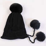 Eleonor Big Fur Ball Winter Hat-Hats-Arimonz-black-Arimonz